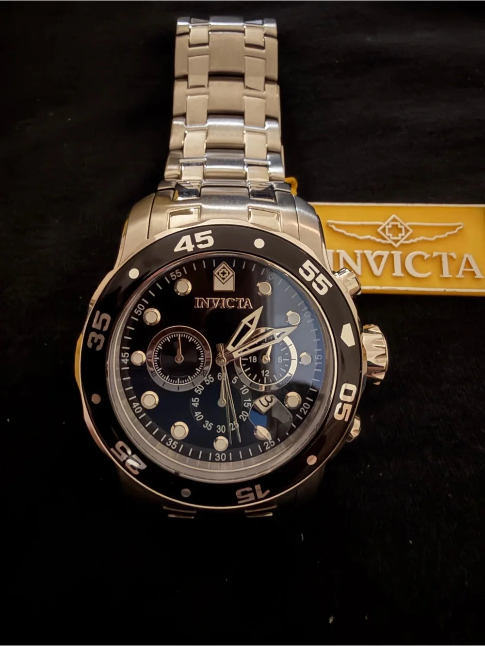 Invicta Men's Stainless Steel Chronograph Watch - Black & Silver